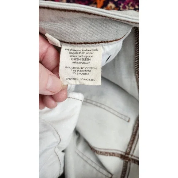 Eileen Fisher Off-White Denim Jeans Brown Stitching Size 8 EXCELLENT CONDITION - Picture 5 of 6